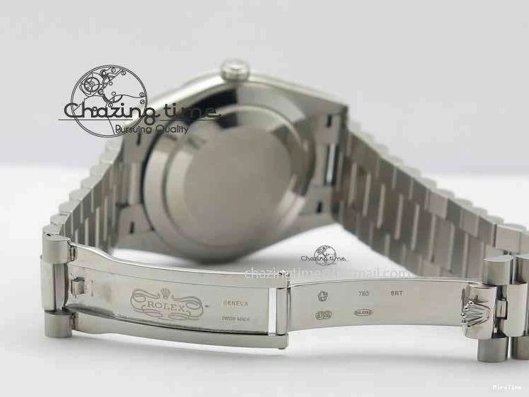 MiroTime 1218 Stylish Day Date 40mm SS BP Maker Best Edition Diamond Bezel Ice Blue Dial On SS Bracelet ETA 3699